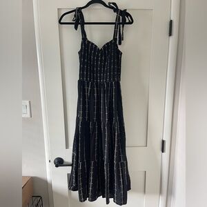 Madewell Black and Cream Midi Dress